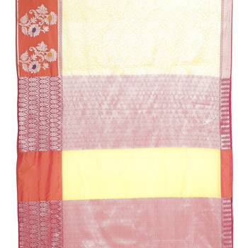 Beige woven art silk saree with blouse 4