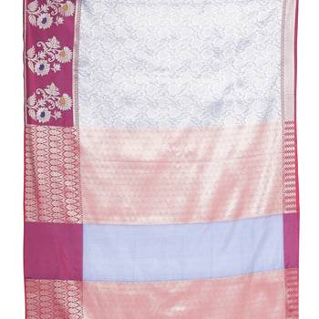 Blue woven art silk saree with blouse 4