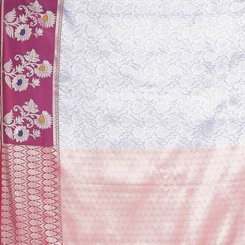 Blue woven art silk saree with blouse 5