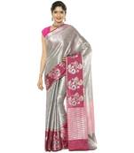 Grey woven art silk saree with blouse
