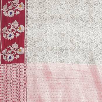 Grey woven art silk saree with blouse 5
