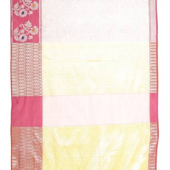 Pink woven art silk saree with blouse 4