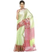 Green woven art silk saree with blouse