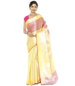 Beige woven art silk saree with blouse