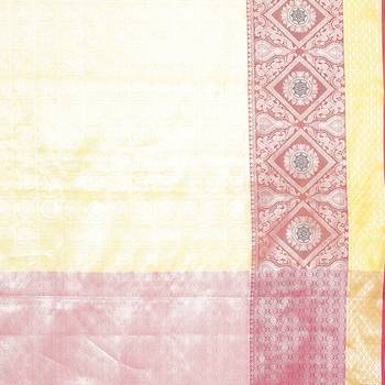 Beige woven art silk saree with blouse 5