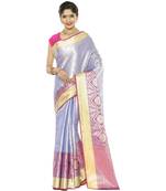 Blue woven art silk saree with blouse