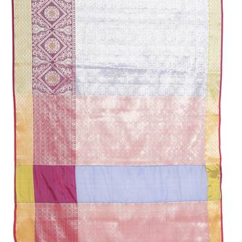Blue woven art silk saree with blouse 4