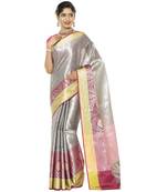 Green woven art silk saree with blouse