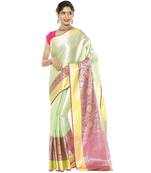 Green woven art silk saree with blouse