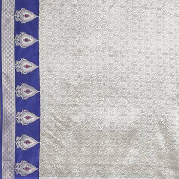 Grey woven art silk saree with blouse 5