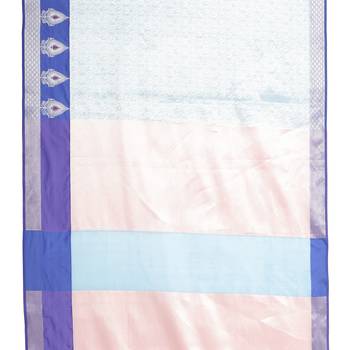 Blue woven art silk saree with blouse 4