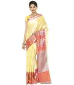 Beige woven art silk saree with blouse