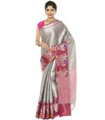 Grey woven art silk saree with blouse