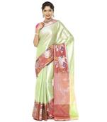 Green woven art silk saree with blouse