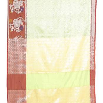 Green woven art silk saree with blouse 4