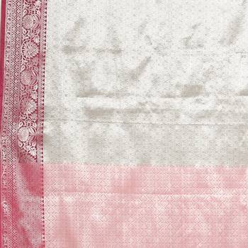 Grey woven art silk saree with blouse 4
