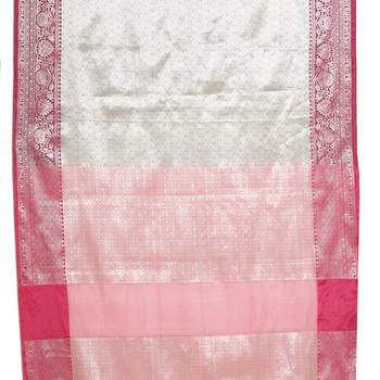 Grey woven art silk saree with blouse 5