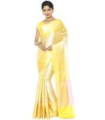 Beige woven art silk saree with blouse