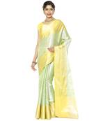 Green woven art silk saree with blouse