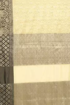 Beige woven art silk saree with blouse