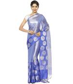 Blue woven art silk saree with blouse