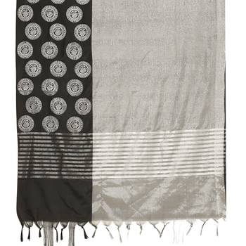 Black woven art silk saree with blouse 4