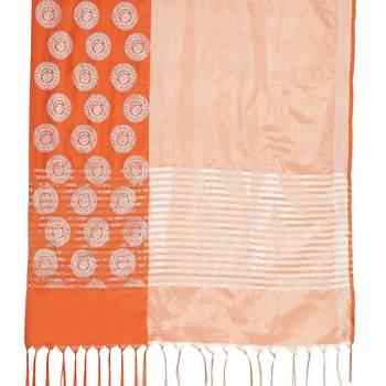 Orange woven art silk saree with blouse 4