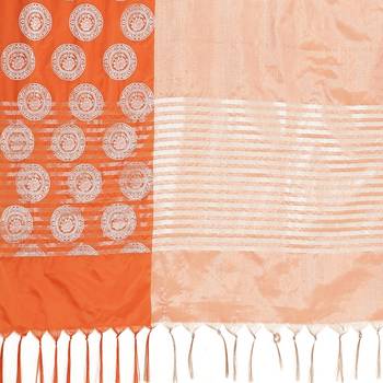 Orange woven art silk saree with blouse 5