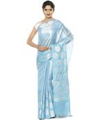 Blue woven art silk saree with blouse