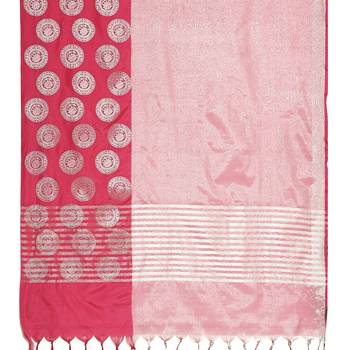 Pink woven art silk saree with blouse 4