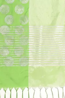 Green woven art silk saree with blouse