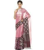 Brown woven art silk saree with blouse