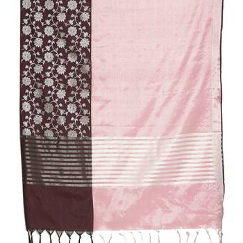 Brown woven art silk saree with blouse 4