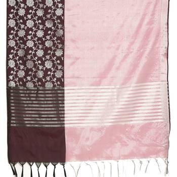 Brown woven art silk saree with blouse 5