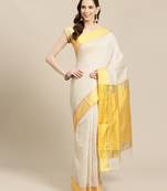   beige woven cotton saree with blouse