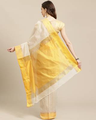   beige woven cotton saree with blouse 2