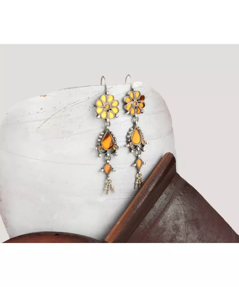 Sangeeta Boochra Silver Earrings Studded With Glass Stone