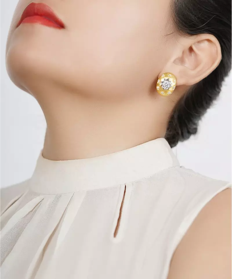Sangeeta Boochra Silver Earrings With Gold Plating