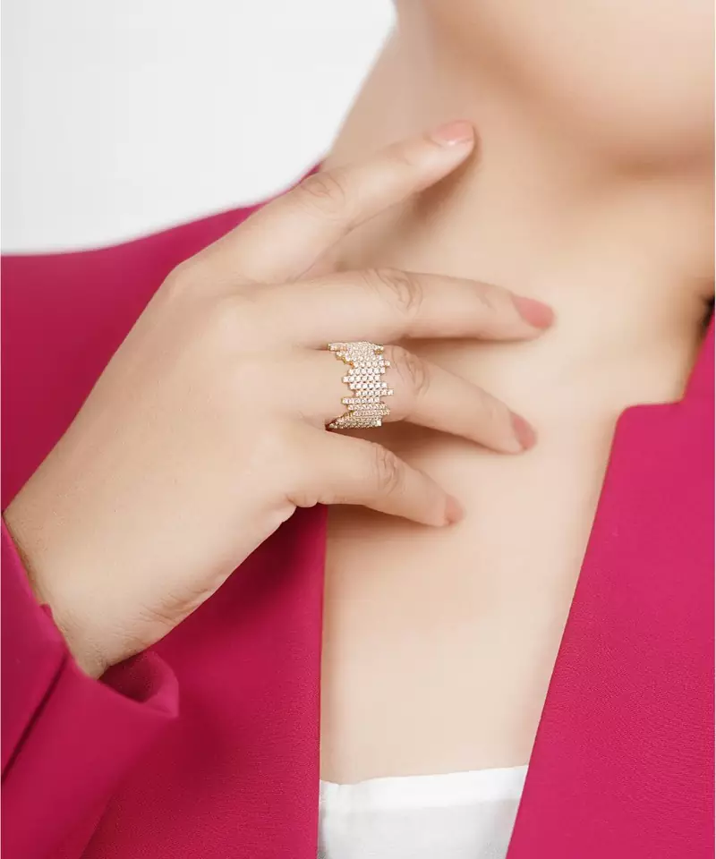 Sangeeta Boochra Silver Ring With Gold Plating