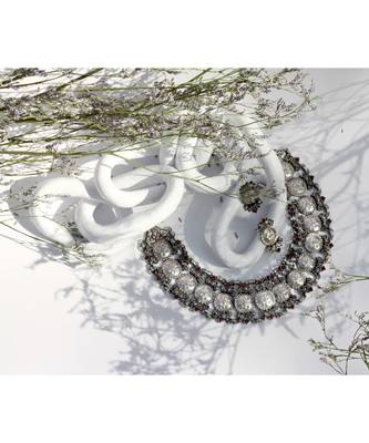 Sangeeta Boochra Silver Necklace And Earrings Set 1