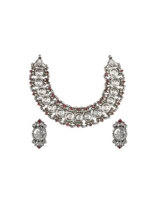 Sangeeta Boochra Silver Necklace And Earrings Set 4