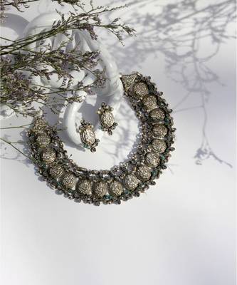 Sangeeta Boochra Silver Necklace And Earrings Set 1