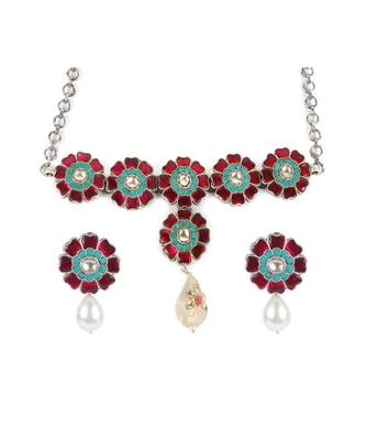 Sangeeta Boochra Silver Necklace And Earrings Set 4
