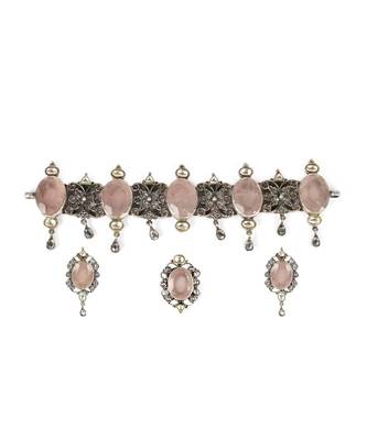 Sangeeta Boochra Silver Necklace And Earrings, Ring Set 2