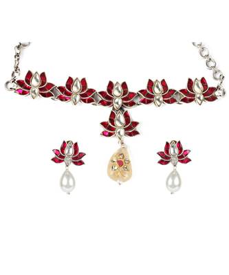 Sangeeta Boochra Silver Necklace And Earrings Set 4