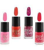 Maybe Nail Paint   Nude Pink Matte  Rosy Pink Matte  Violet Red Matte  Pink Bomb Glitter (Set of 4)   6 ml