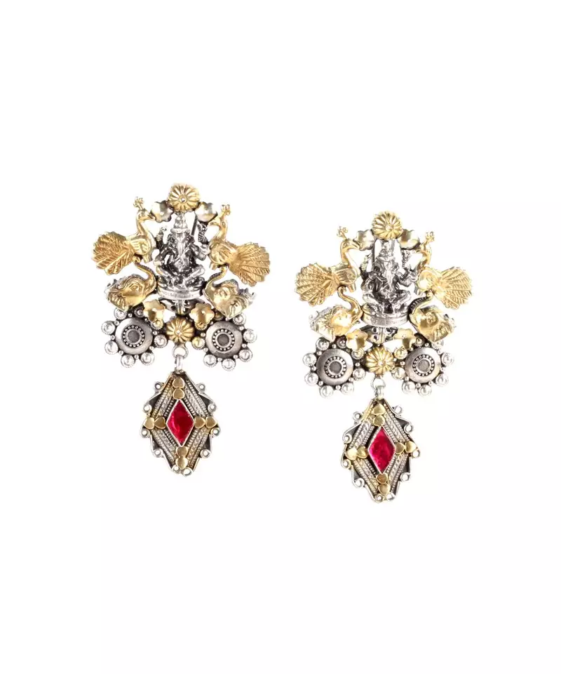 Sangeeta Boochra Silver Earrings With 24K Gold Plating