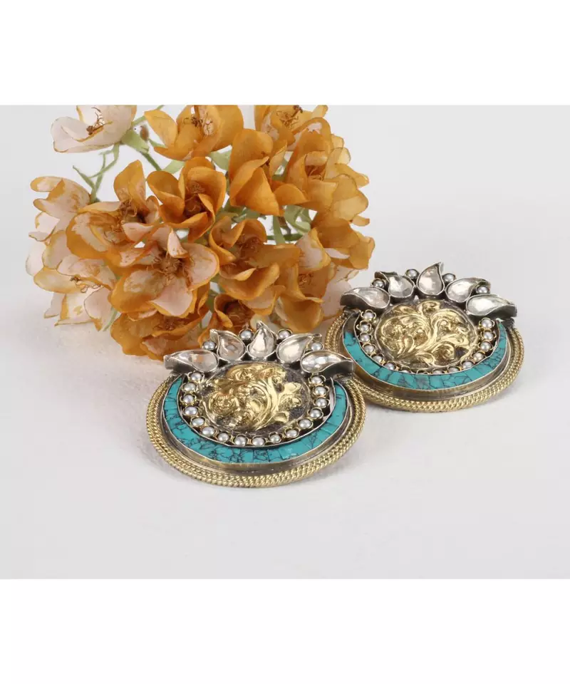 Sangeeta Boochra Silver Earrings With 24K Gold Plating