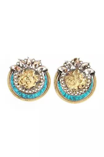 Sangeeta Boochra Silver Earrings With 24K Gold Plating