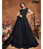 black embroidered net semi stitched salwar
